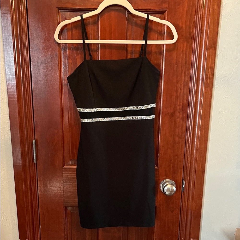 Black Mini Dress with a jewel lined waistband